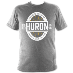 Official Huron Band T-shirt hand crafted music white on grey