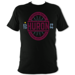 Official Huron Band T-shirt hand crafted music claret and blue